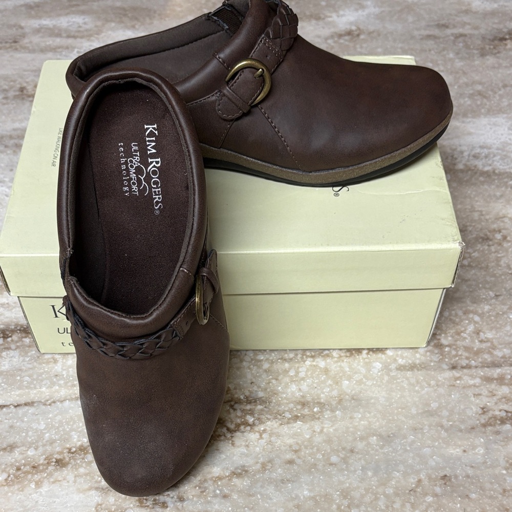 Kim Rogers Brown Mules with Braided Detail